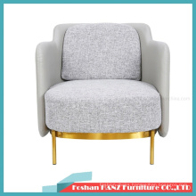 Hotel Lobby Sofa Set Leather Golden Steel Living Room Chair Furniture